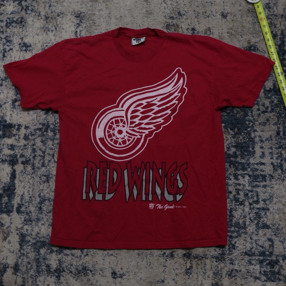 Vintage 90s Lee Sport Detroit Red Wings NHL Hockey Red Graphic T-Shirt, Size XL